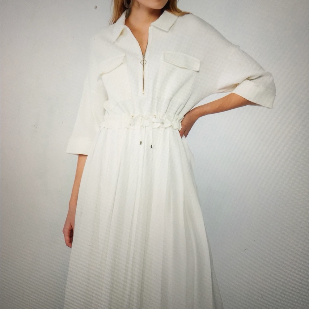 Pocket and zipper detailed midi dress. - Picture 11 of 11